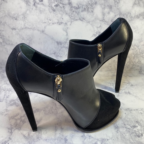 Louis Vuitton Leather & Suede Peep Toe Heeled Booties 38.5 - Picture 8 of 12